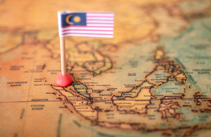 マレーシアをマークしている地図